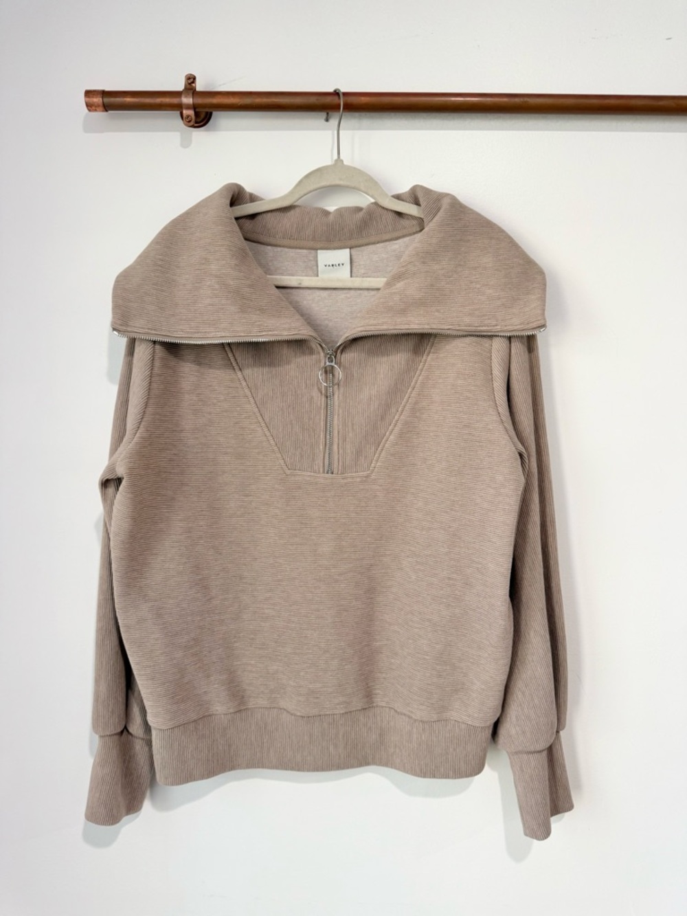 Varley Vine Half Zip Pullover Taupe Marl - Picture 3 of 6